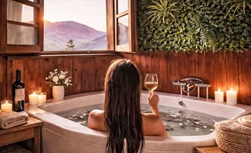 Berghütte mit Terrasse, Kamin und Jacuzzi 2